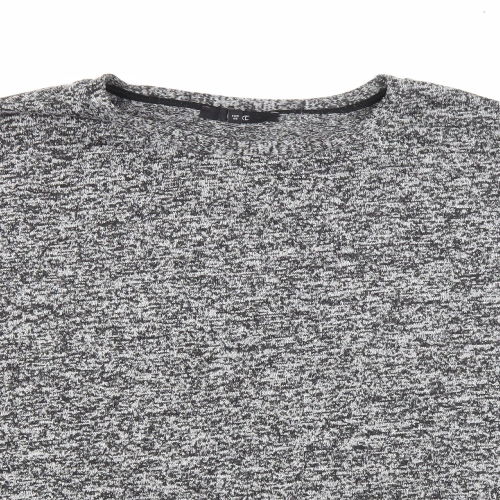 NEXT Womens Grey Polyester Basic Blouse Size 18 Round Neck - Embroidered mesh detail