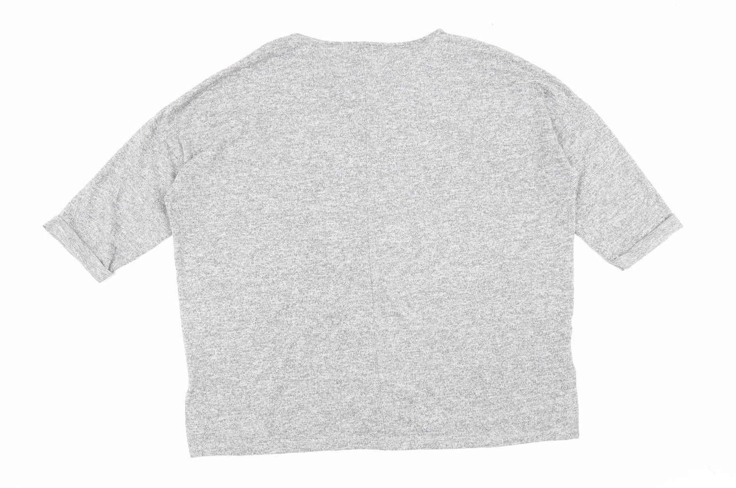 New Look Womens Grey Polyester Basic Blouse Size L Round Neck