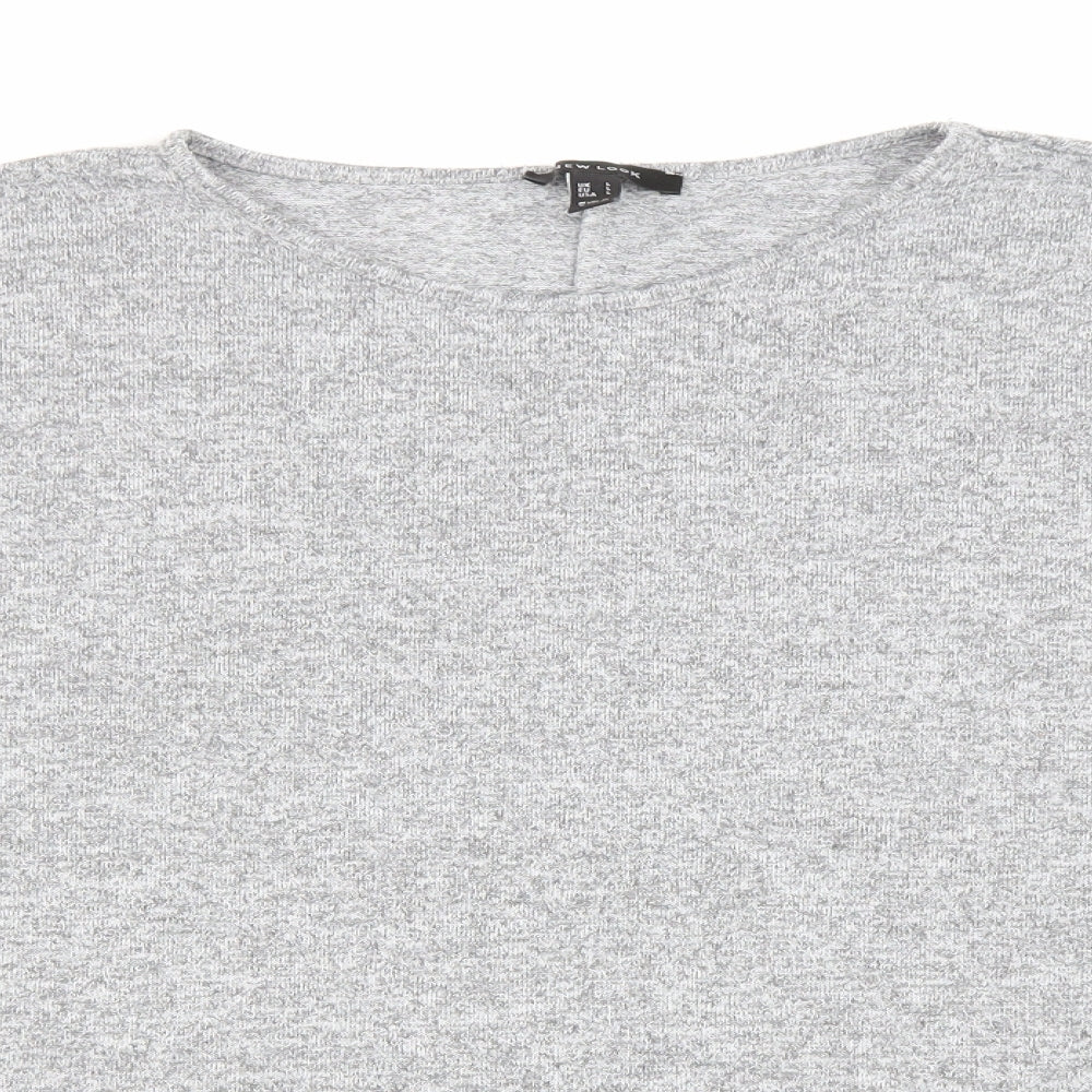 New Look Womens Grey Polyester Basic Blouse Size L Round Neck