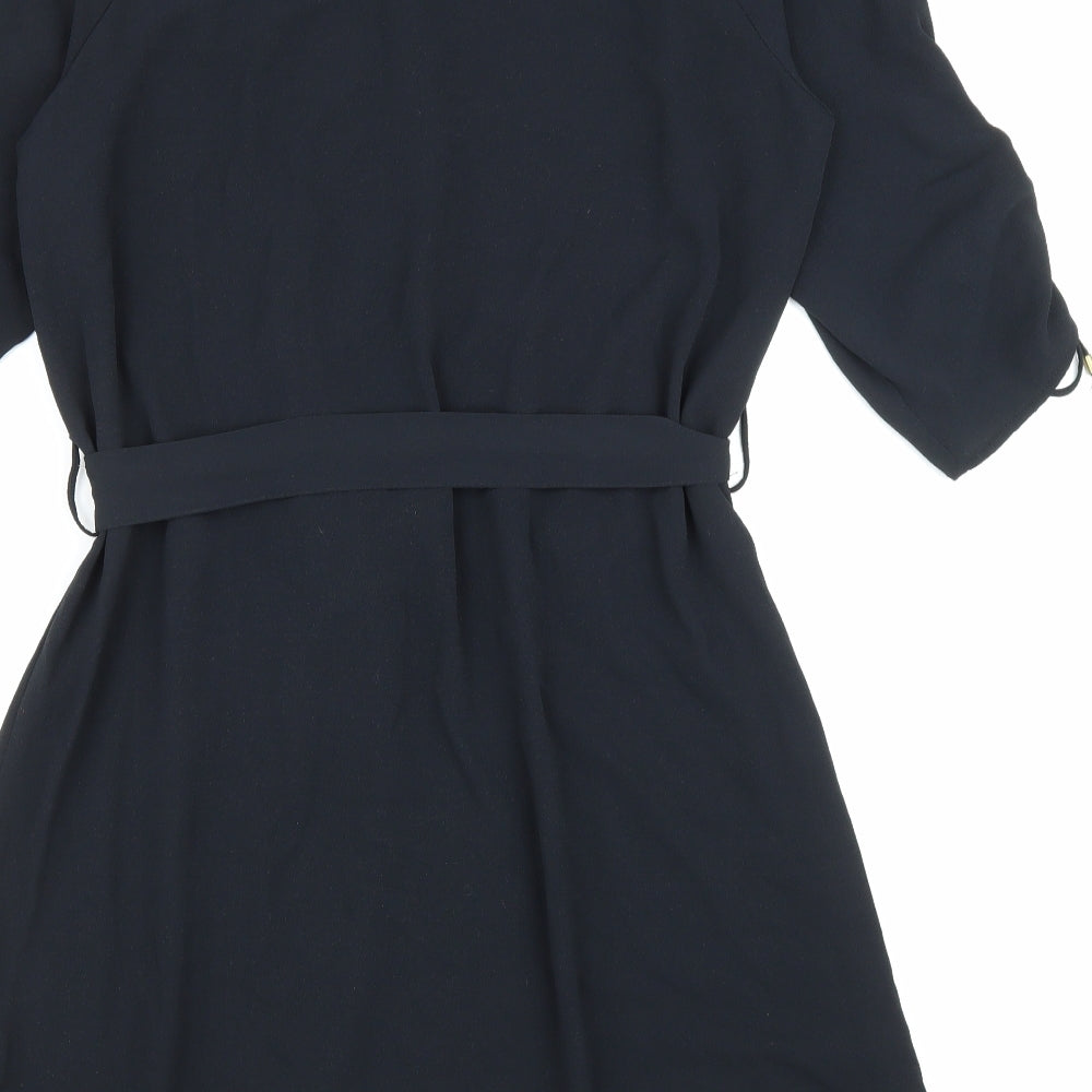 F&F Womens Blue Polyester Shirt Dress Size 14 Collared Button