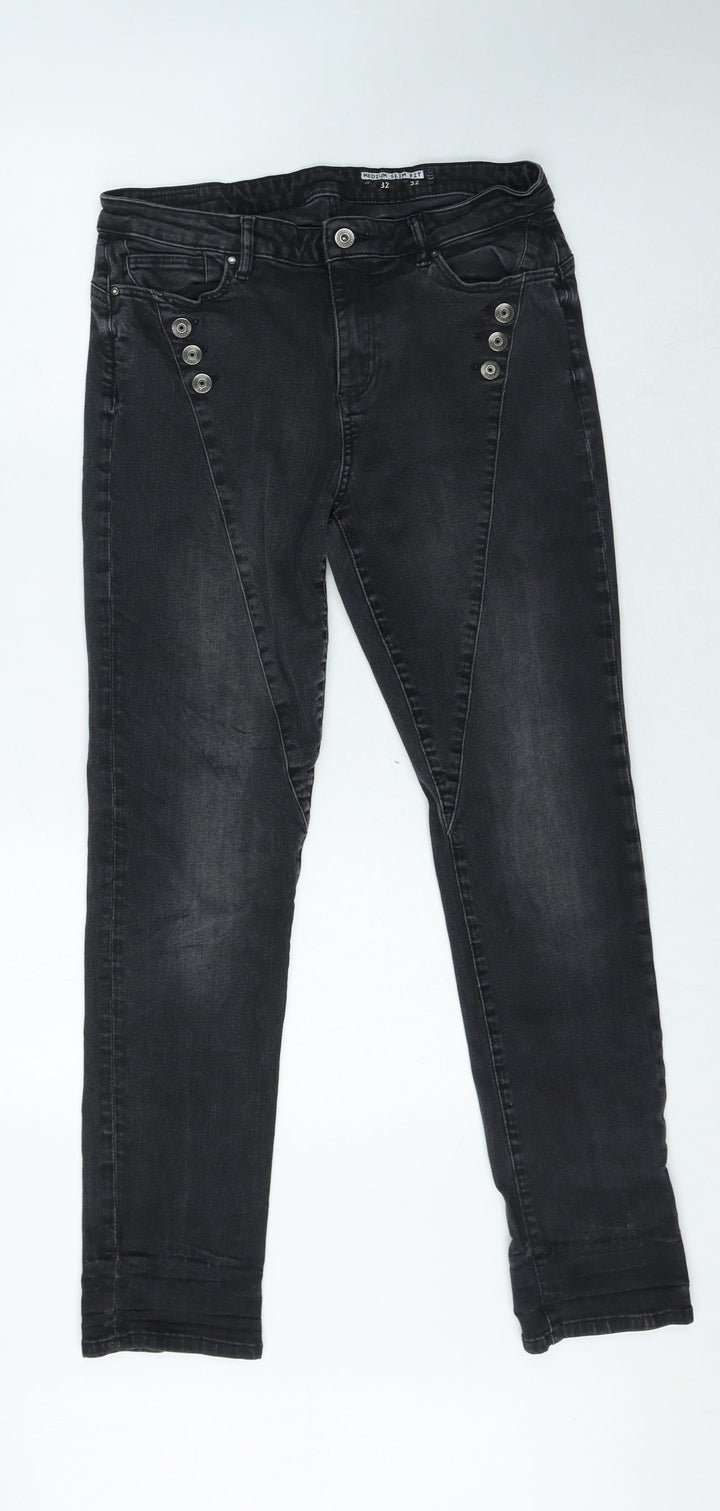 Preworn Womens Black Cotton Skinny Jeans Size 4 L30 in Slim Zip