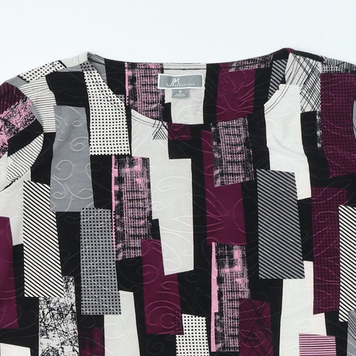 JM Collection Womens Multicoloured Geometric Polyester Jersey Size S Round Neck