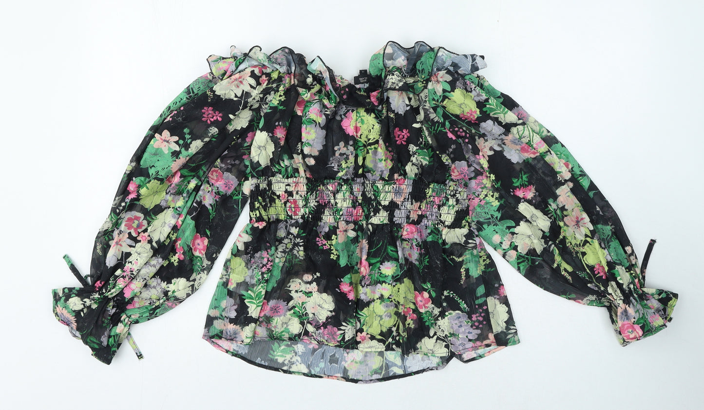 River Island Womens Multicoloured Floral Polyester Jersey Blouse Size 12 Off the Shoulder