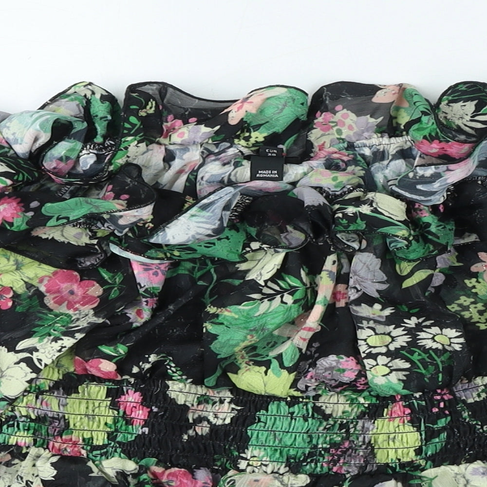 River Island Womens Multicoloured Floral Polyester Jersey Blouse Size 12 Off the Shoulder