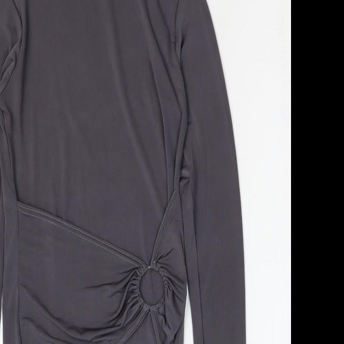 PRETTYLITTLETHING Womens Grey Polyester Bodycon Size 8 Round Neck Pullover
