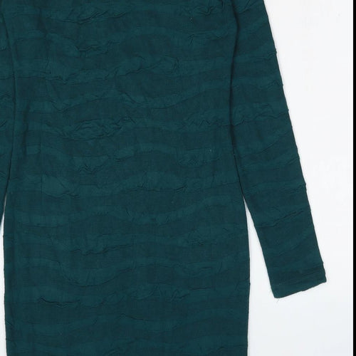 Fransa Womens Green Striped Viscose Bodycon Size S Scoop Neck Pullover