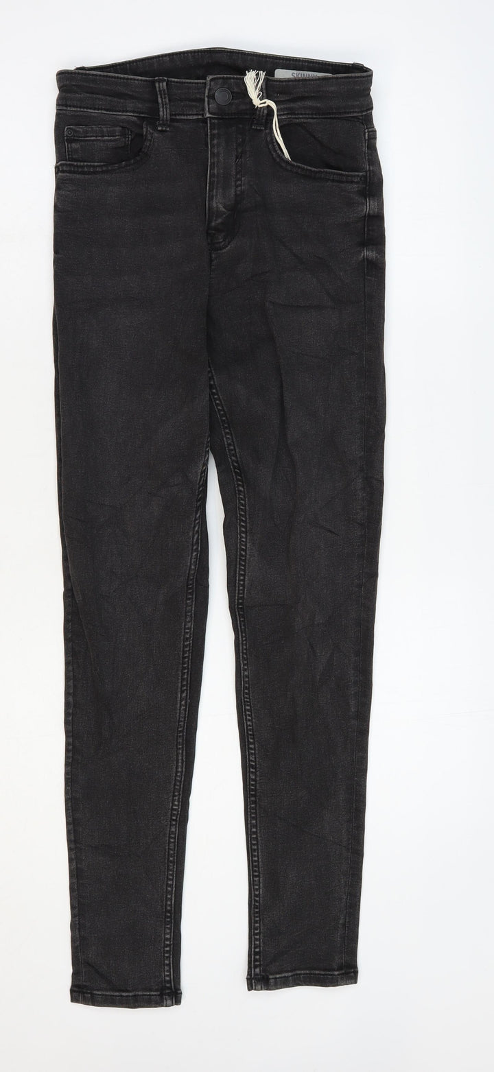 Marks and Spencer Womens Black Cotton Skinny Jeans Size 6 L28 in Regular Zip