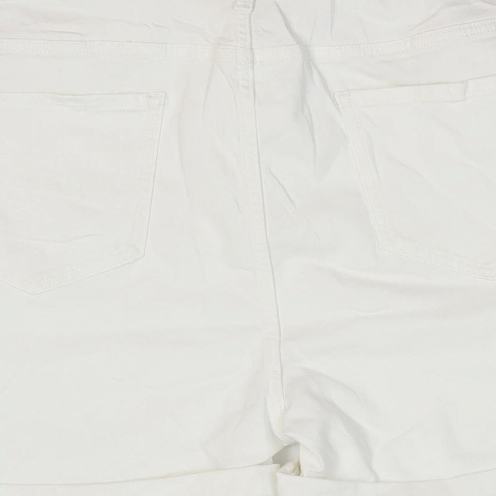 Marks and Spencer Womens White Cotton Hot Pants Shorts Size 22 L5 in Regular Zip