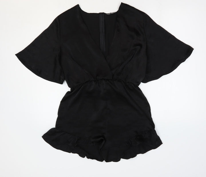 Missy Empire Womens Black Polyester Playsuit One-Piece Size S Zip