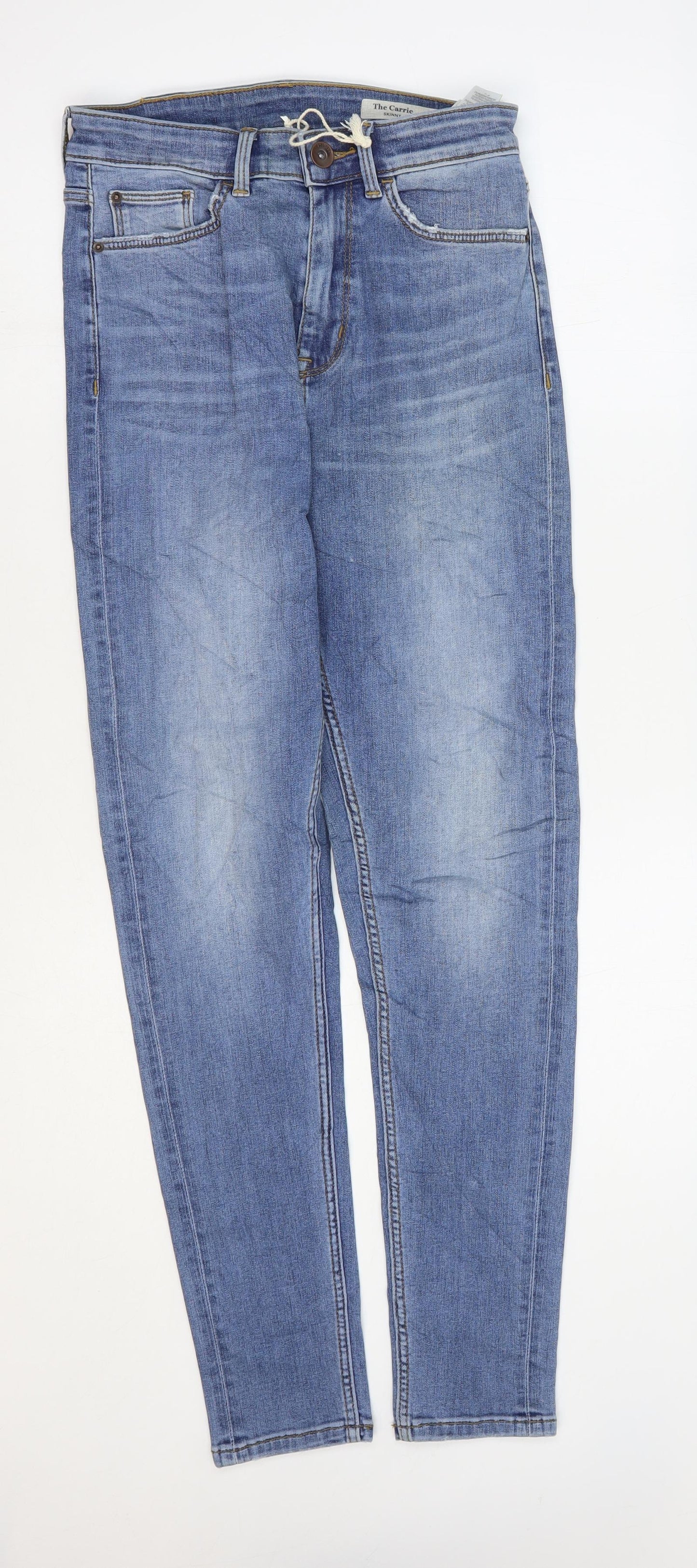 Marks and Spencer Womens Blue Cotton Skinny Jeans Size 8 L28 in Regular Zip