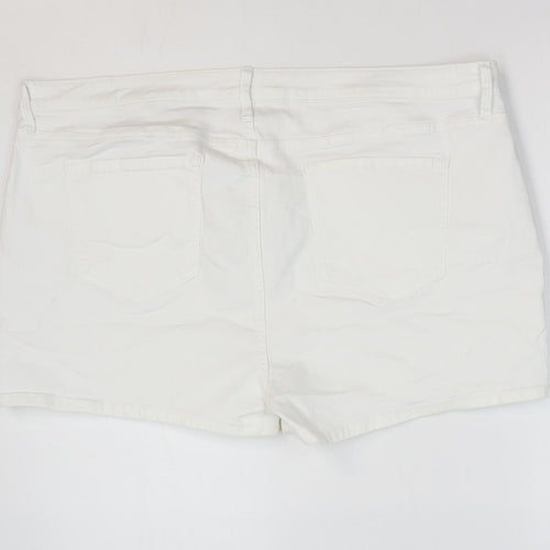Marks and Spencer Womens White Cotton Hot Pants Shorts Size 22 L4 in Regular Zip