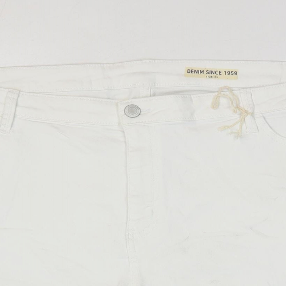 Marks and Spencer Womens White Cotton Hot Pants Shorts Size 22 L4 in Regular Zip