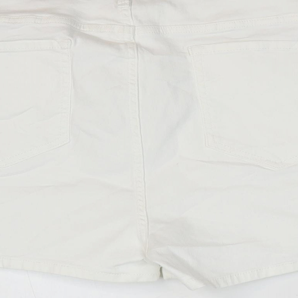 Marks and Spencer Womens White Cotton Hot Pants Shorts Size 22 L4 in Regular Zip