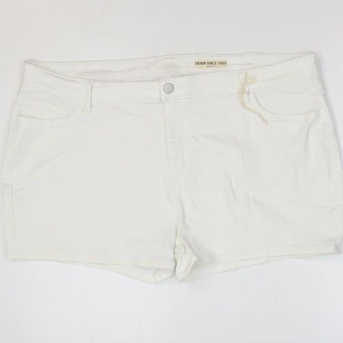 Marks and Spencer Womens White Cotton Hot Pants Shorts Size 22 L4 in Regular Zip
