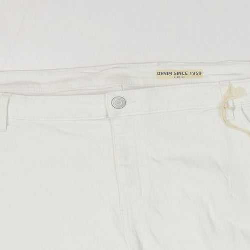Marks and Spencer Womens White Cotton Hot Pants Shorts Size 22 L4 in Regular Zip