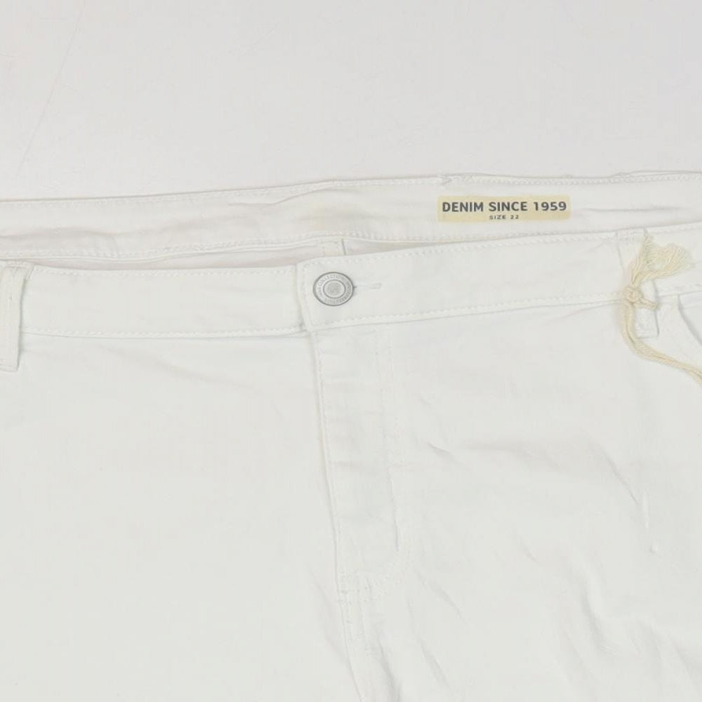 Marks and Spencer Womens White Cotton Hot Pants Shorts Size 22 L4 in Regular Zip