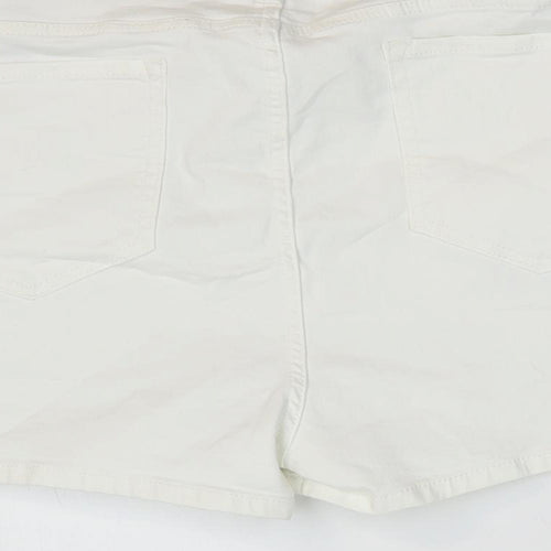 Marks and Spencer Womens White Cotton Hot Pants Shorts Size 22 L4 in Regular Zip