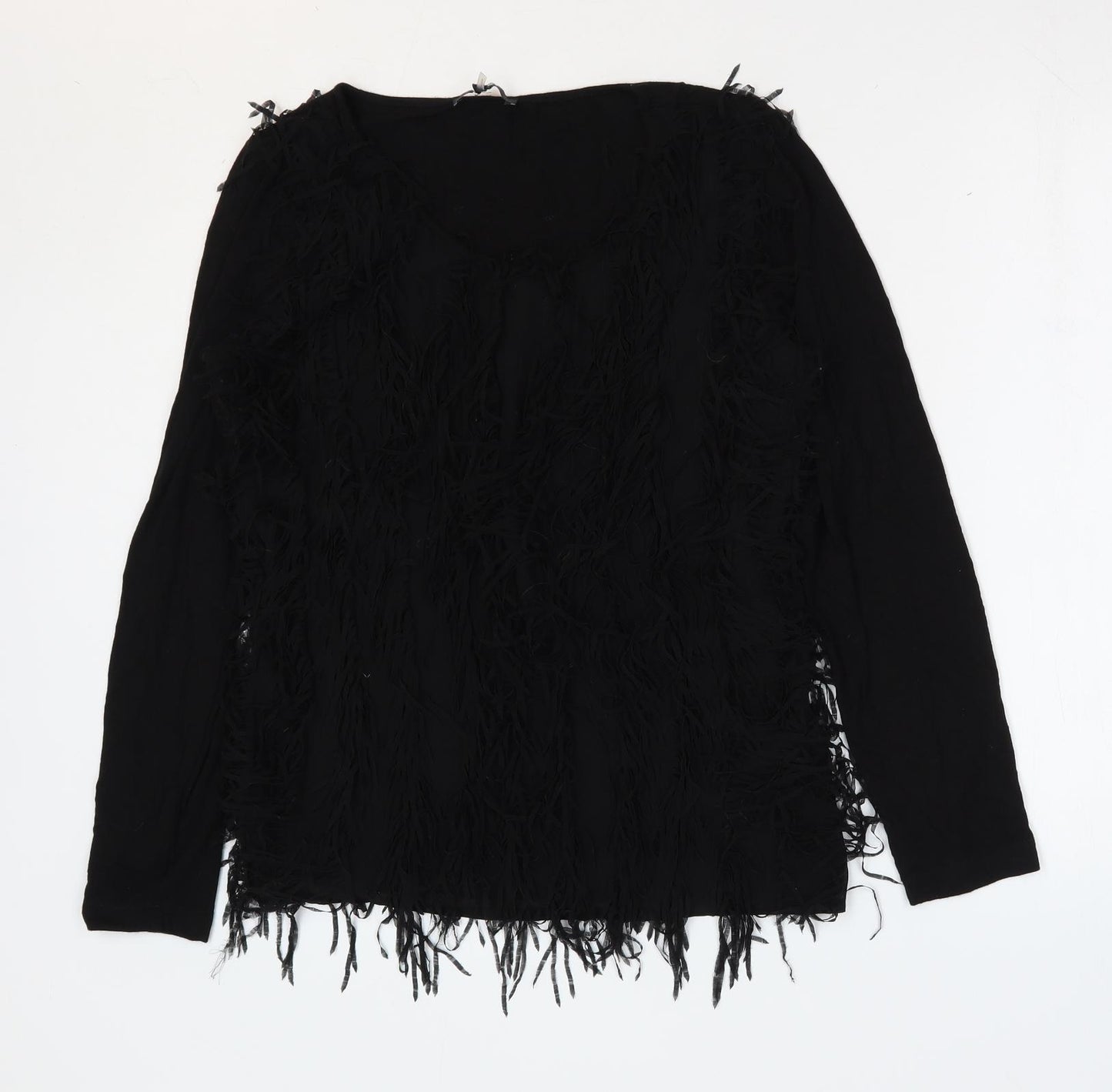 Yest Womens Black Viscose Basic Blouse Size 8 Round Neck