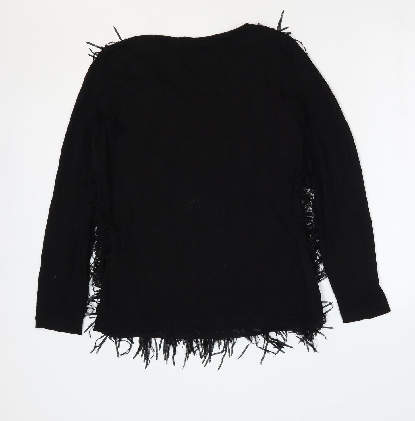 Yest Womens Black Viscose Basic Blouse Size 8 Round Neck