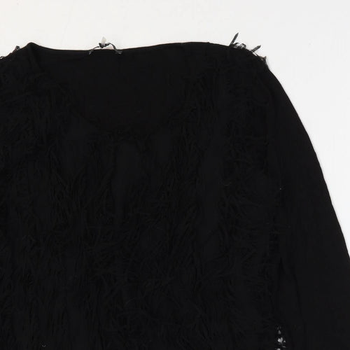 Yest Womens Black Viscose Basic Blouse Size 8 Round Neck