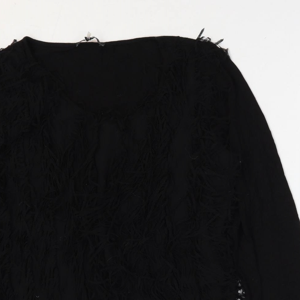 Yest Womens Black Viscose Basic Blouse Size 8 Round Neck