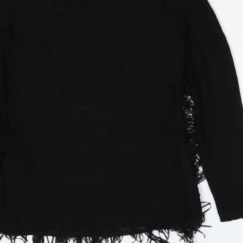 Yest Womens Black Viscose Basic Blouse Size 8 Round Neck