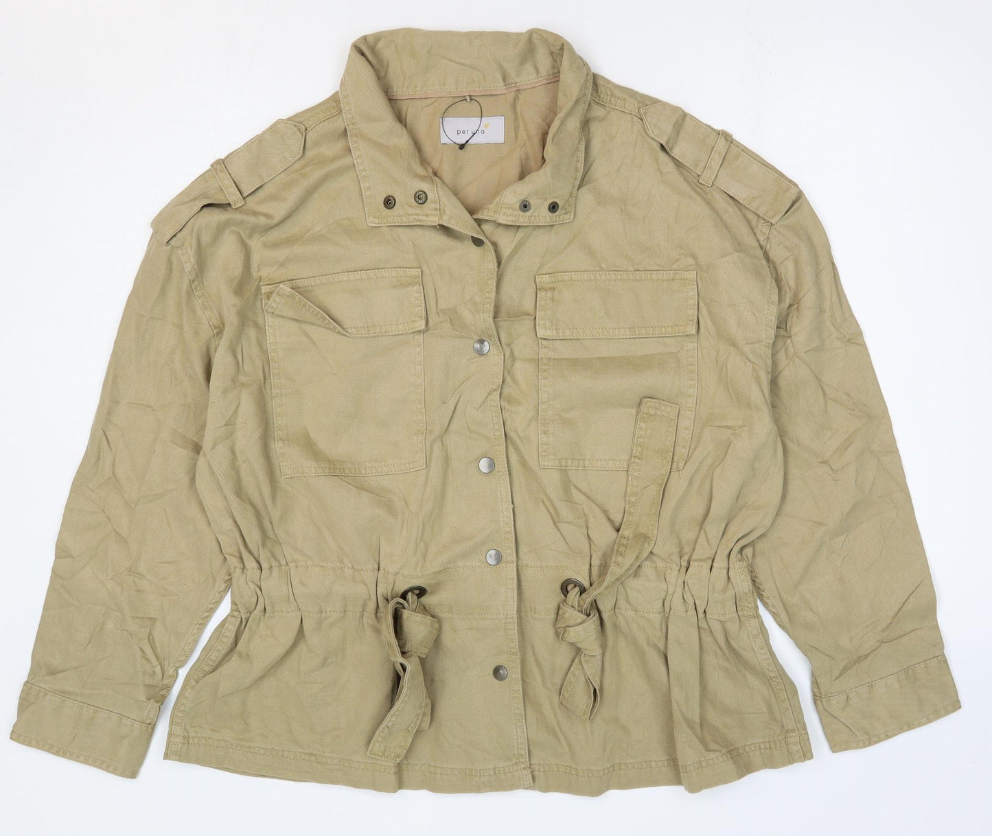 Per Una Womens Brown Jacket Size 18 Snap - Side Tie Detail