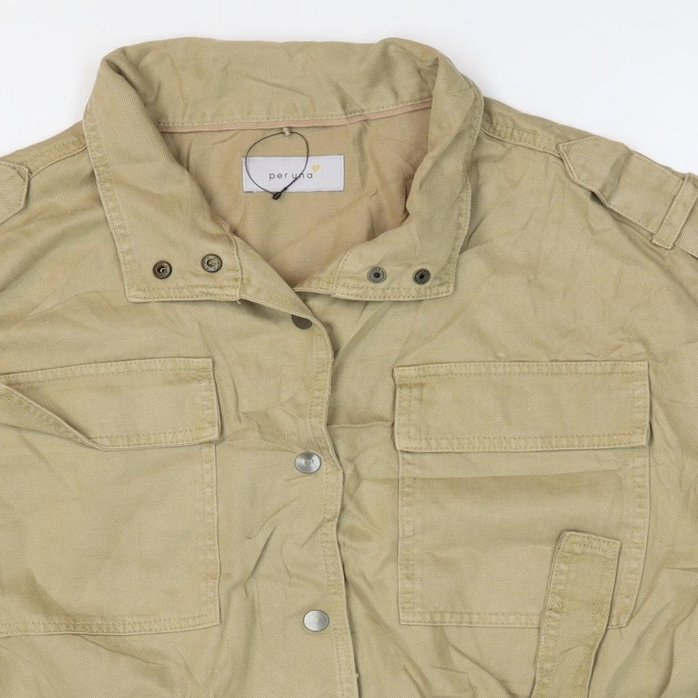 Per Una Womens Brown Jacket Size 18 Snap - Side Tie Detail