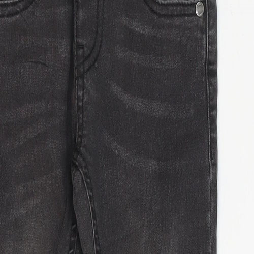 Marks and Spencer Boys Black Cotton Skinny Jeans Size 3-4 Years Regular Button