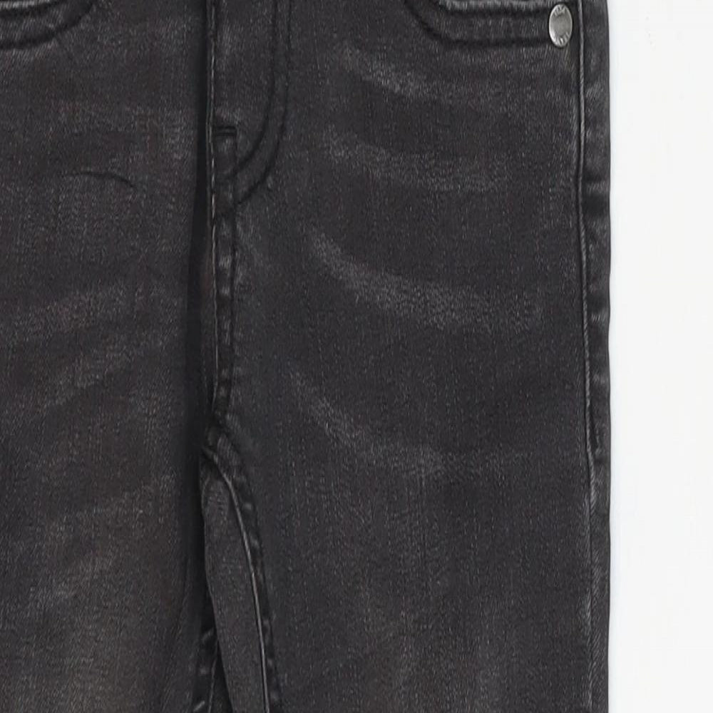 Marks and Spencer Boys Black Cotton Skinny Jeans Size 3-4 Years Regular Button