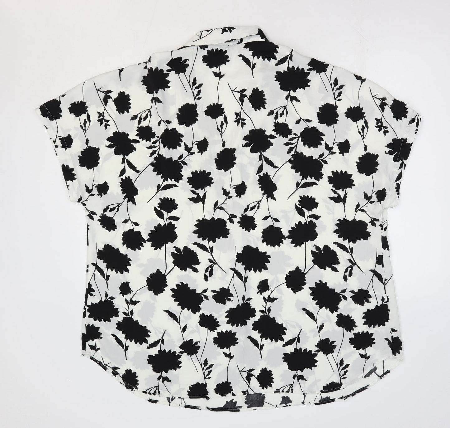 Marks and Spencer Womens White Floral Polyester Basic Blouse Size 20 Collared