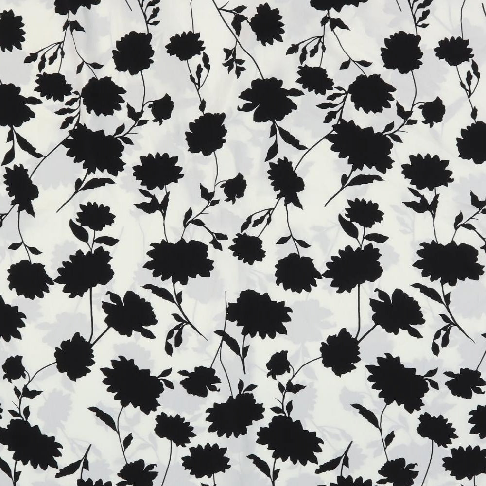 Marks and Spencer Womens White Floral Polyester Basic Blouse Size 20 Collared