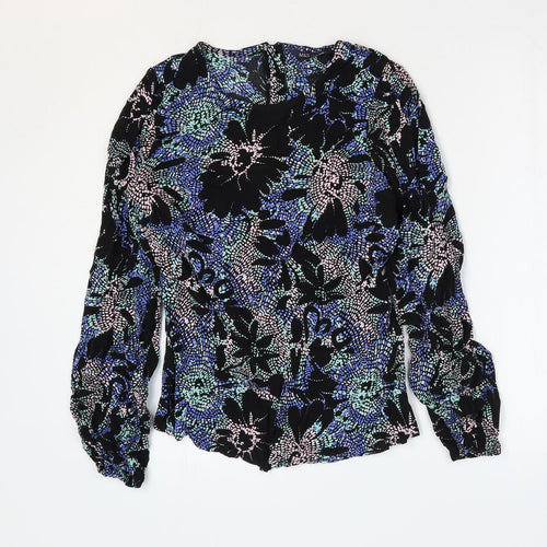 Marks and Spencer Womens Multicoloured Geometric Viscose Basic Blouse Size 8 Round Neck
