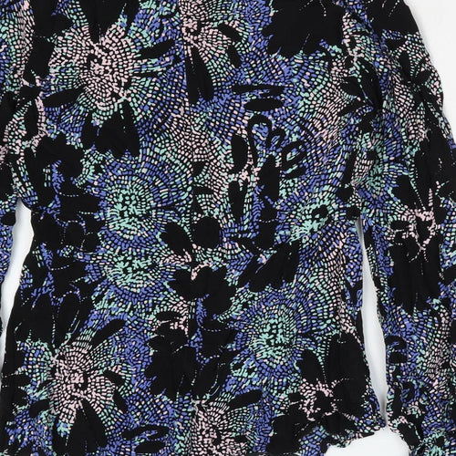 Marks and Spencer Womens Multicoloured Geometric Viscose Basic Blouse Size 8 Round Neck