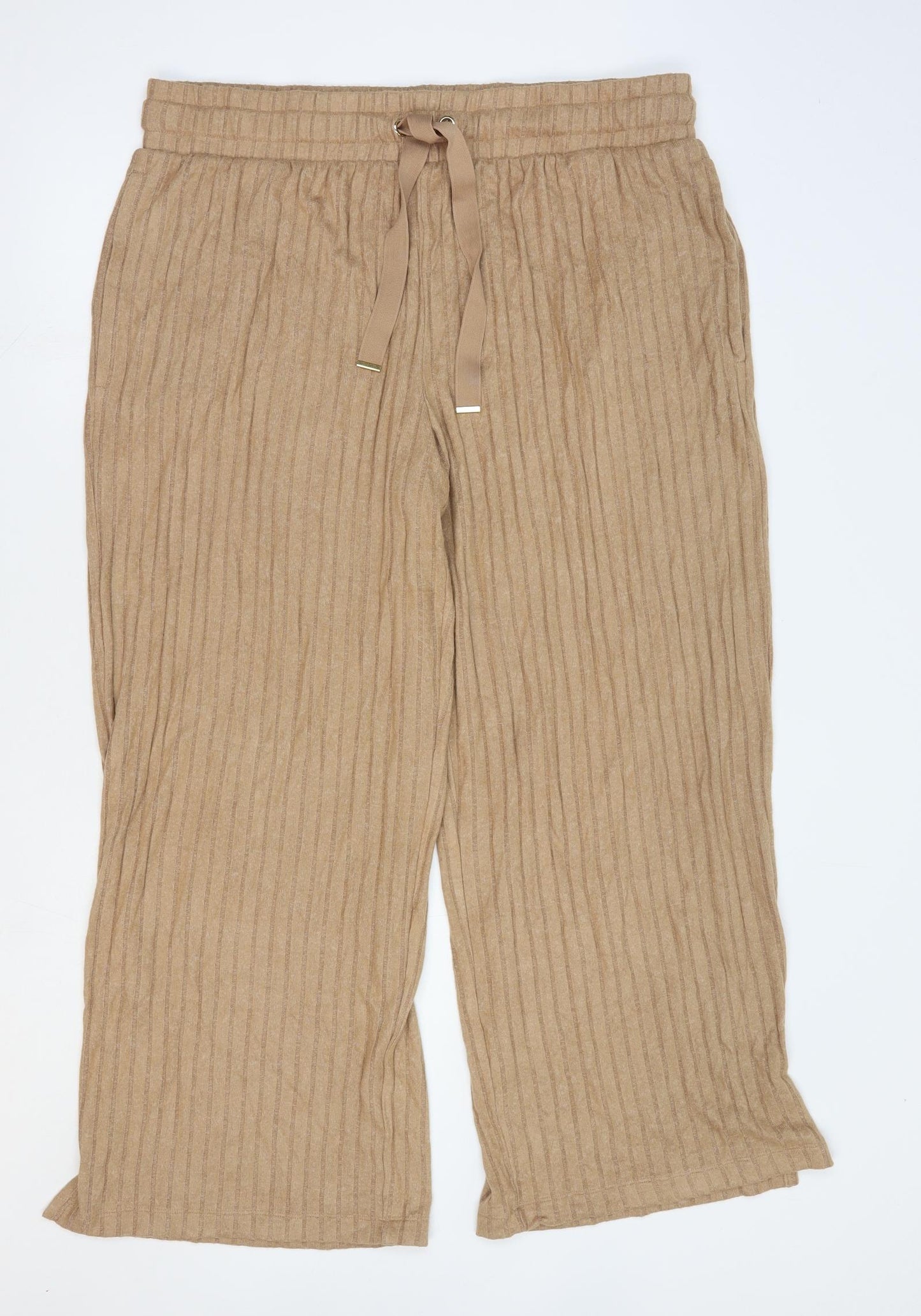 Marks and Spencer Womens Brown Polyester Sweatpants Trousers Size 18 L28 in Regular Drawstring - Lounge Pant