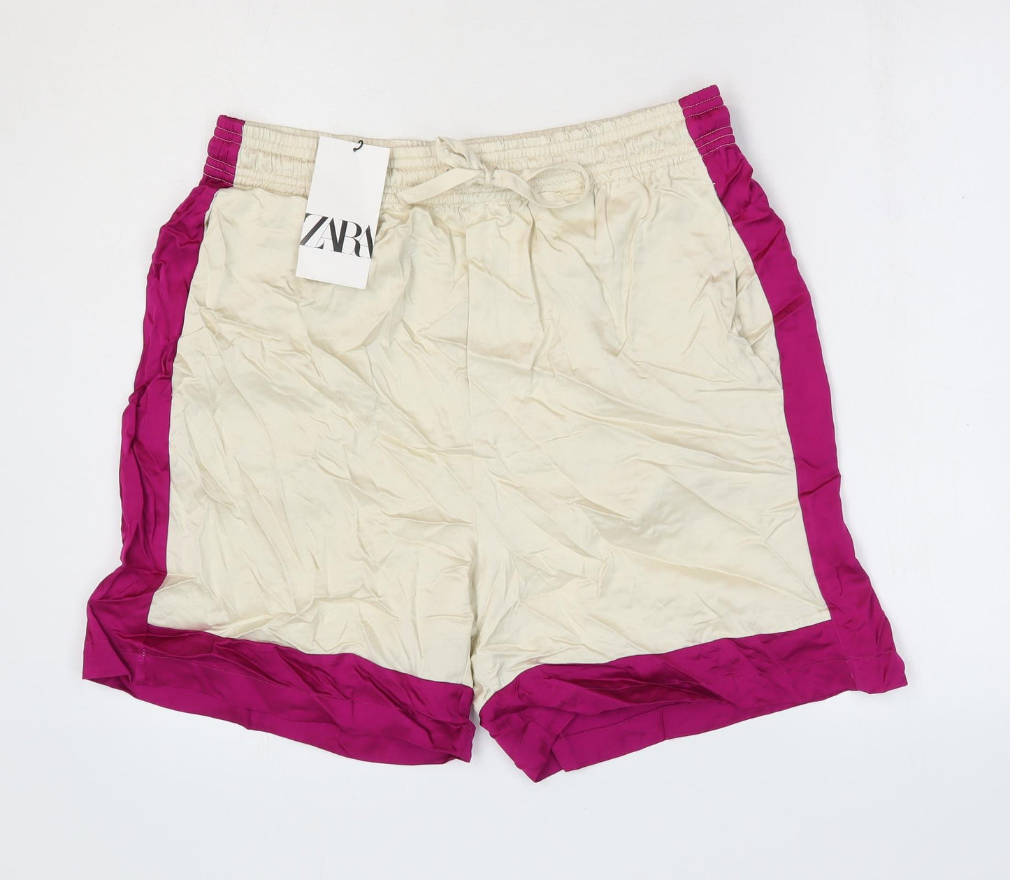 Zara Mens Beige Viscose Sweat Shorts Size L L10 in Regular Drawstring