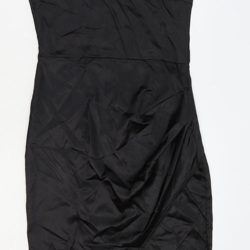 Femme Luxe Womens Black Polyester Bodycon Size 6 One Shoulder Zip