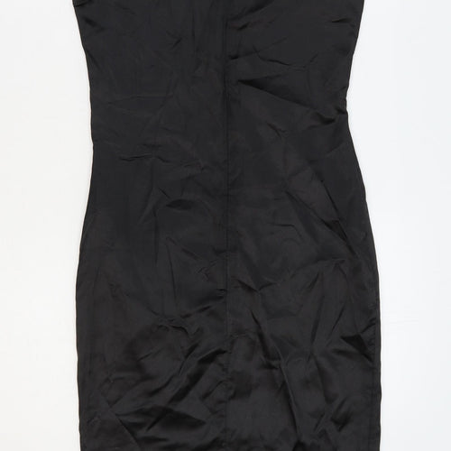 Femme Luxe Womens Black Polyester Bodycon Size 6 One Shoulder Zip