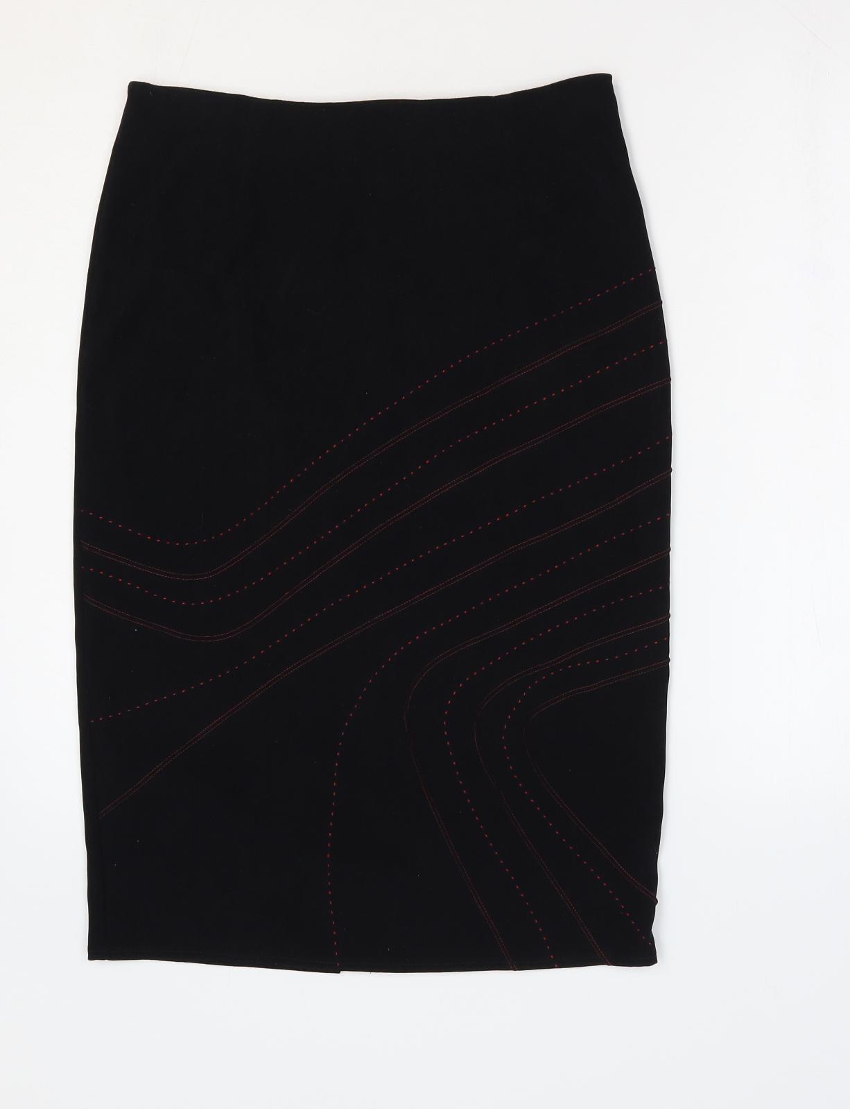 New Look Womens Black Polyester Straight & Pencil Skirt Size 10 Zip