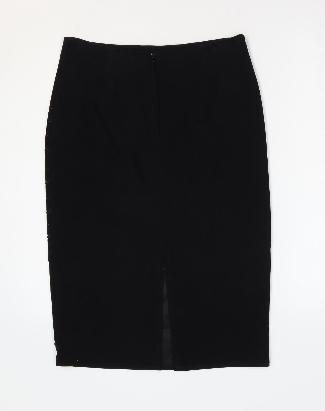New Look Womens Black Polyester Straight & Pencil Skirt Size 10 Zip
