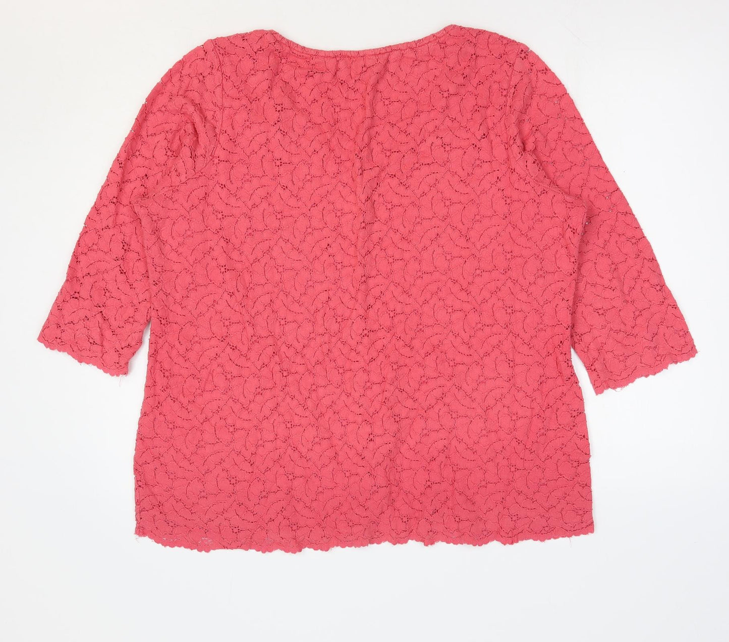 Per Una Womens Pink Floral Cotton Basic Blouse Size 20 Scoop Neck