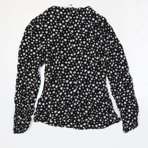 Marks and Spencer Womens Beige Geometric Viscose Basic Blouse Size 6 Round Neck - Star Print