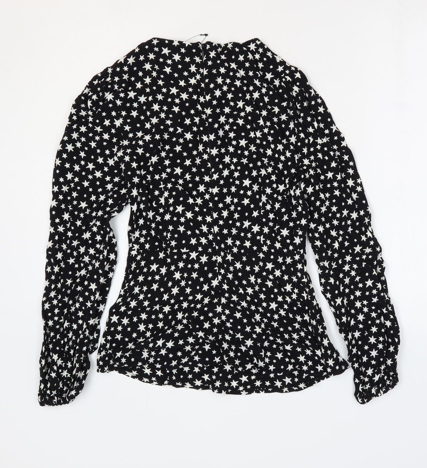 Marks and Spencer Womens Beige Geometric Viscose Basic Blouse Size 6 Round Neck - Star Print