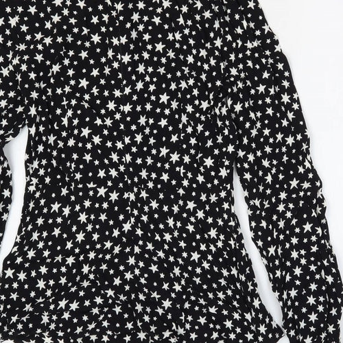 Marks and Spencer Womens Beige Geometric Viscose Basic Blouse Size 6 Round Neck - Star Print