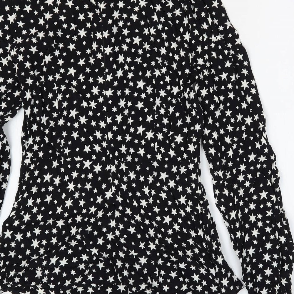 Marks and Spencer Womens Beige Geometric Viscose Basic Blouse Size 6 Round Neck - Star Print