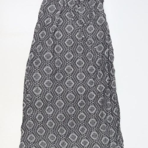 New Look Womens Black Geometric Viscose Maxi Size 8 Off the Shoulder Tie - Bandeau Dress