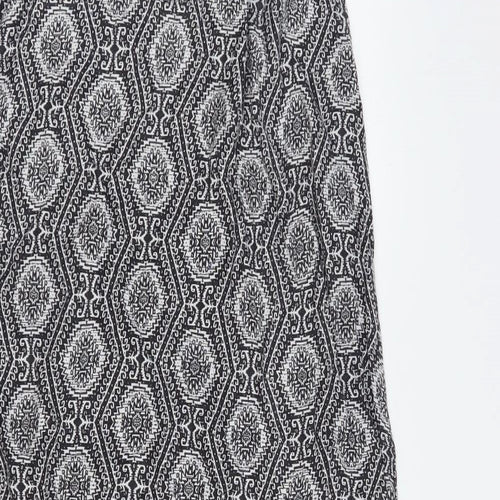 New Look Womens Black Geometric Viscose Maxi Size 8 Off the Shoulder Tie - Bandeau Dress