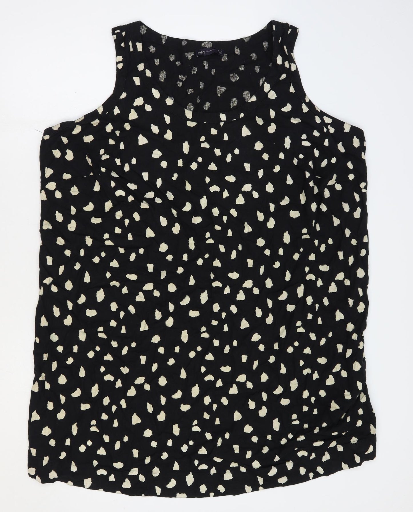Marks and Spencer Womens Black Geometric Polyester Shift Size 18 Scoop Neck Pullover