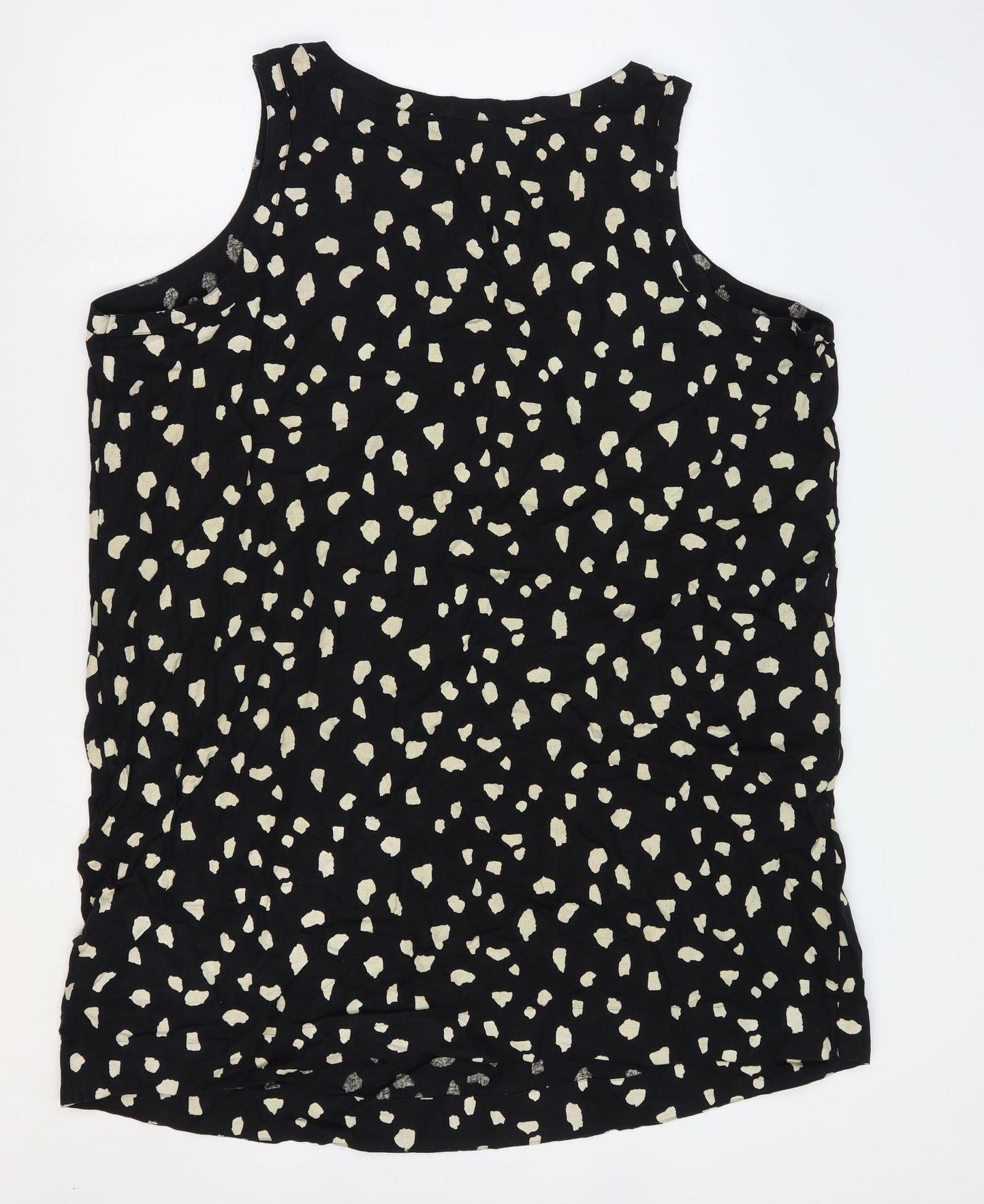 Marks and Spencer Womens Black Geometric Polyester Shift Size 18 Scoop Neck Pullover