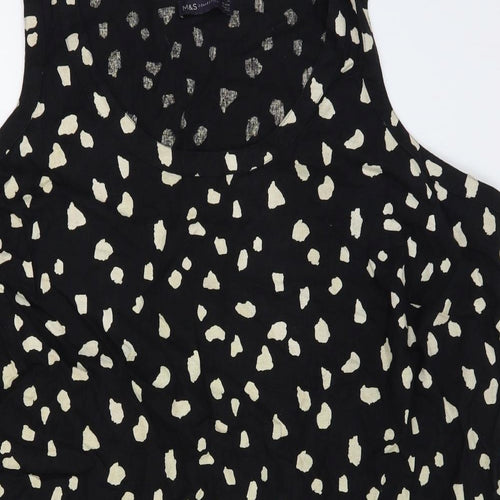 Marks and Spencer Womens Black Geometric Polyester Shift Size 18 Scoop Neck Pullover